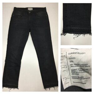 CURRENT ELLIOTT 5 Pocket Black The Cropped Straight Townhouse Released Hem Jeans